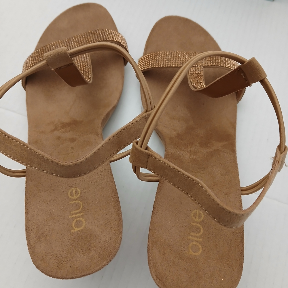 MILLIE STONE Sizes 8.5/ 7.5 Women's Tan Wedge Sandals New $18 - Picture 7 of 11